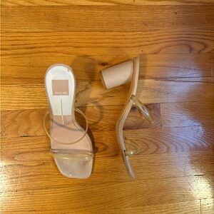 Dolce Vita neous Clear Beige Block Heel Sandals